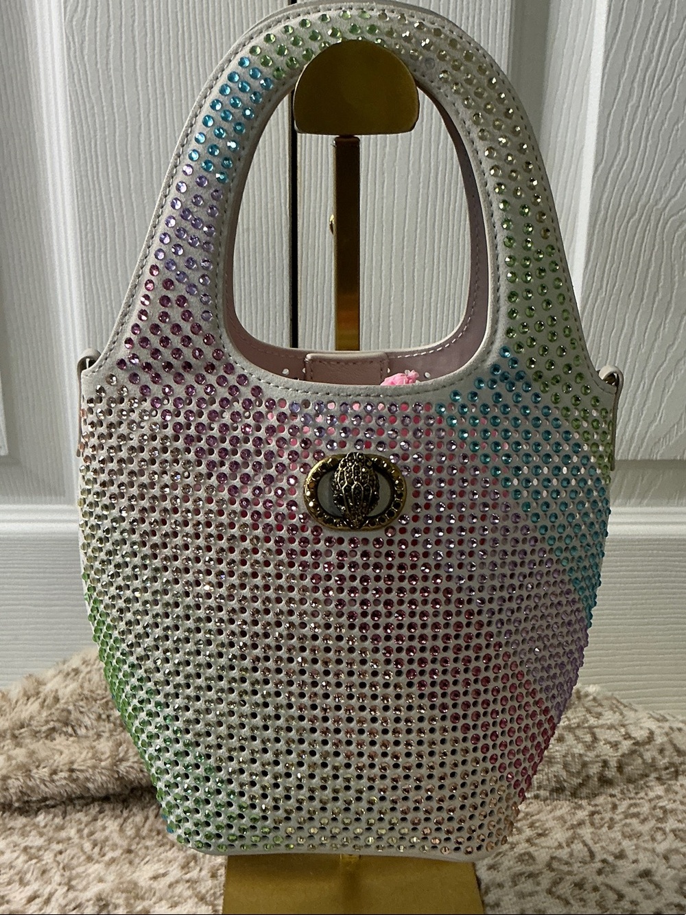 Kurt Geiger London Small Chelsea Crystal Hobo Bag w/Colorful Rainbow Crystals.
